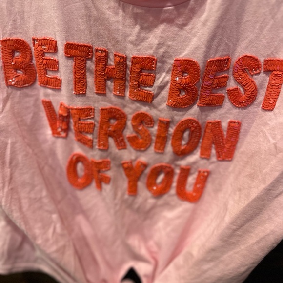 Alice & Olivia - Lera Embellished Tie Front Tee in Electric Pink/Bright Poppy - Picture 10 of 10